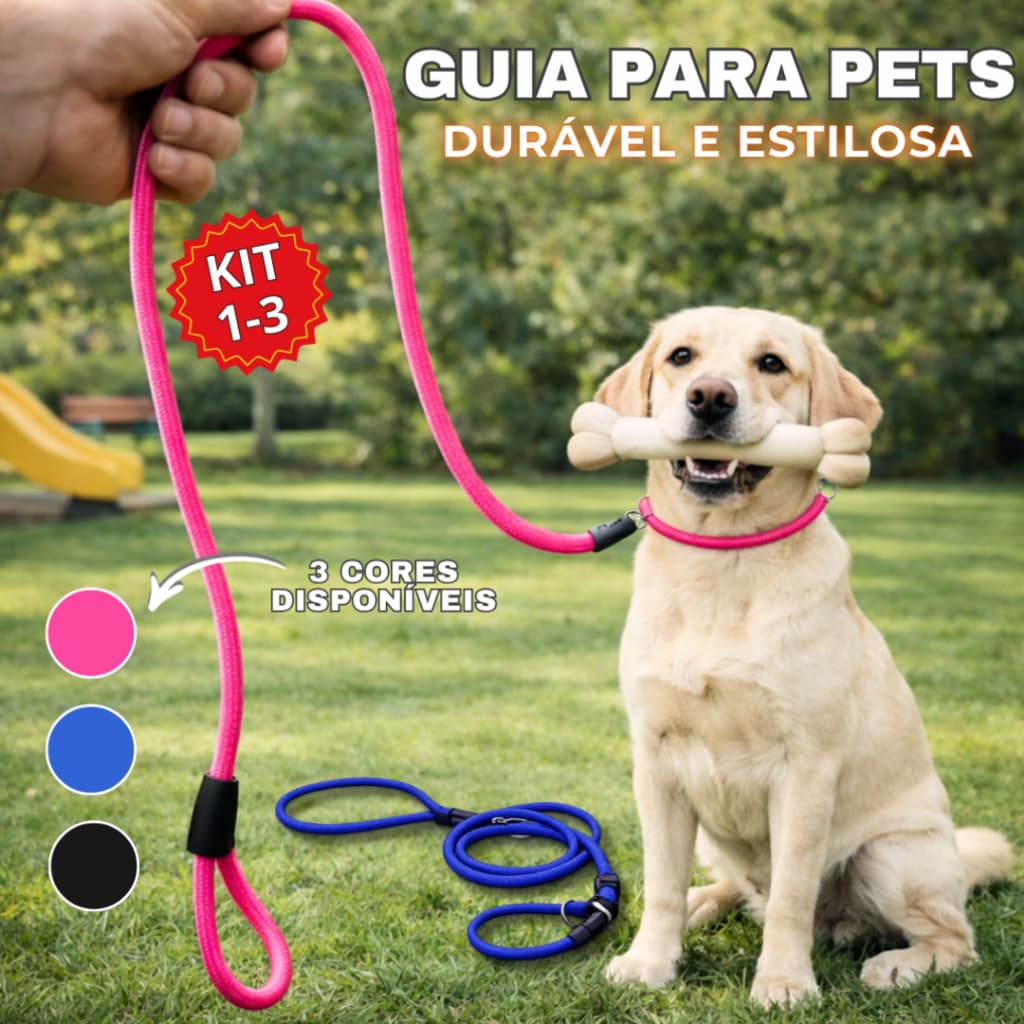 Guia unificada para Cachorro Coleira Ajustável com guia deslizante Alta Resistência