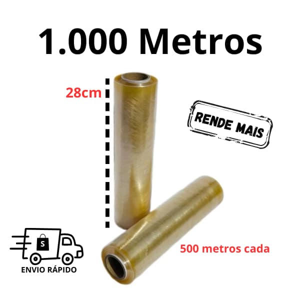 Kit Bobina Plastico De Filme Pvc 28cm X 500 METROS Esticável Resistente Rende mais