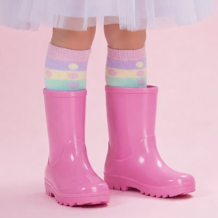 Bota Meninas Infantil Galochas Cano Alto Impermeável Chuvas Modernas