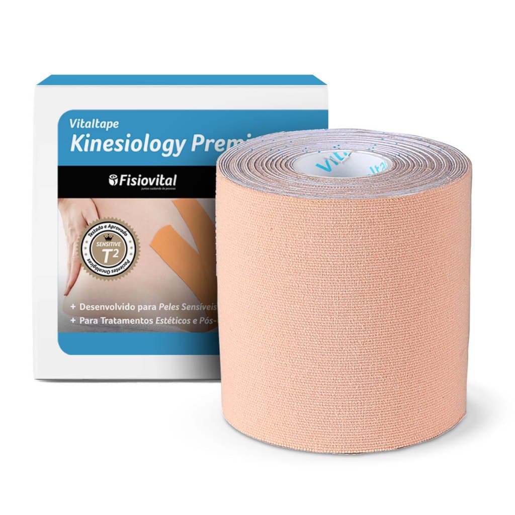 Bandagem Kinesiológica Premium 10cm Fisiovital Fita Kinesio Tape p/ Pós-Cirúrgico e Peles Sensíveis