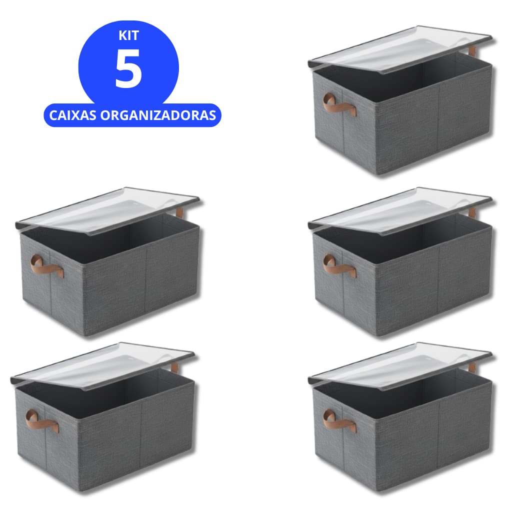 Caixa Organizadora com Tampa Dobrável Grande Para Roupas Guarda Roupa Armário Organizador Multiuso