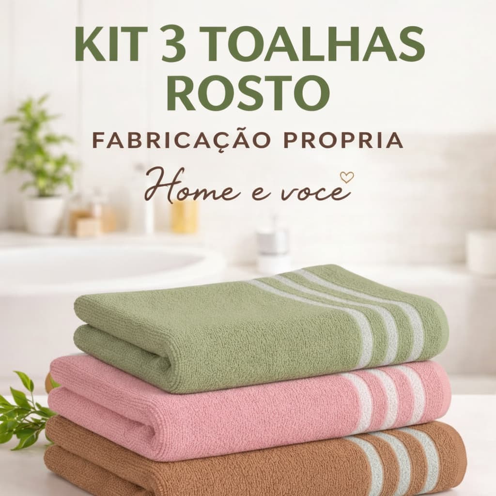 Kit 3 Toalhas de Rosto Tulipa 100 Algodao 45x75 Alta Absorção Macias