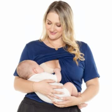 Blusa Para Amamentação Viscolyca Manga Curta T-shirt Gestante Grávida Maternidade Amamentar Bebê -1181-A