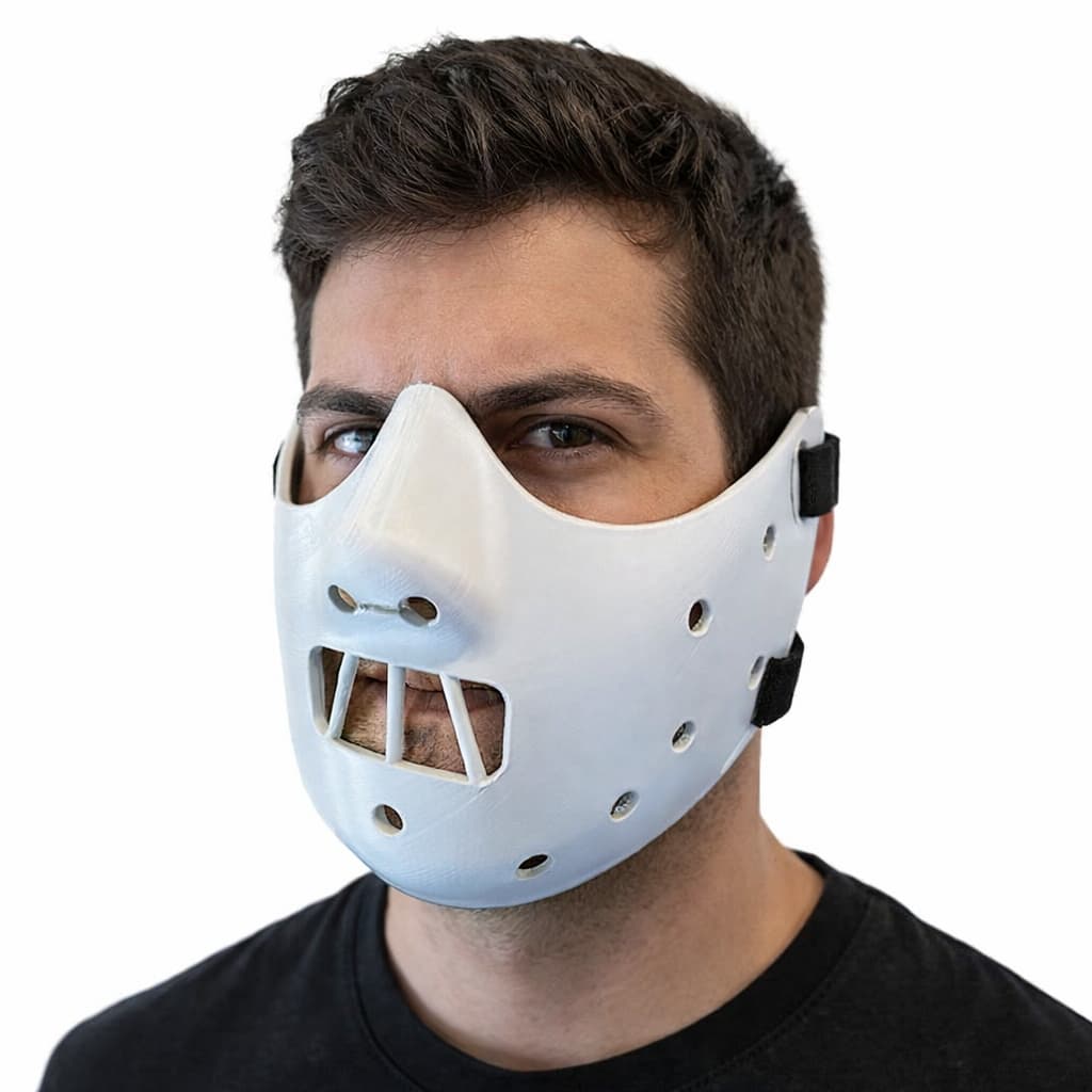 Máscara Hannibal Lecter 3D – Cosplay, Fantasia de Halloween e Decoração – Impressão 3D geek