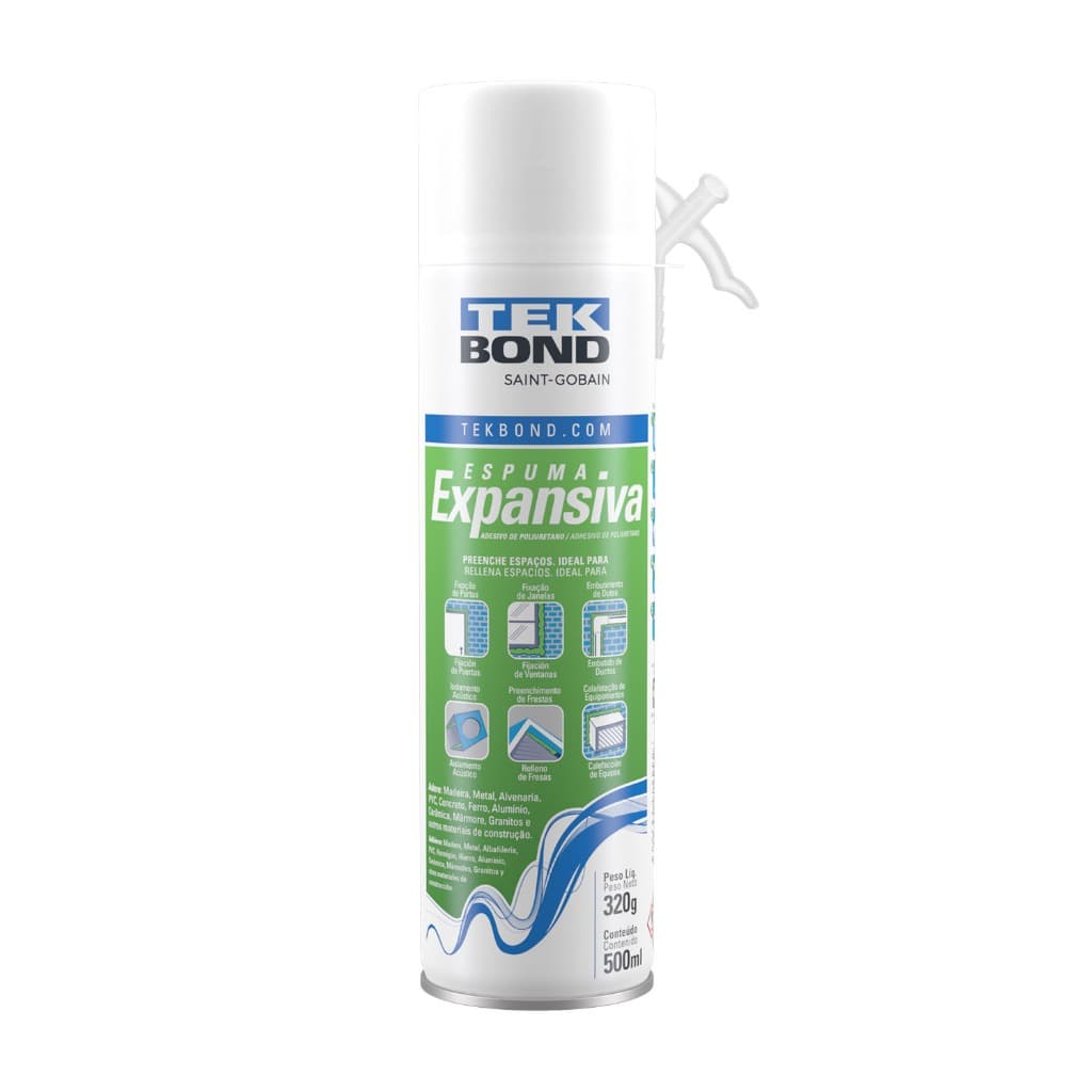 Espuma Expansiva Uso Geral Tekbond 500 ML PU Profissional Poliuretano - Frasco Grande