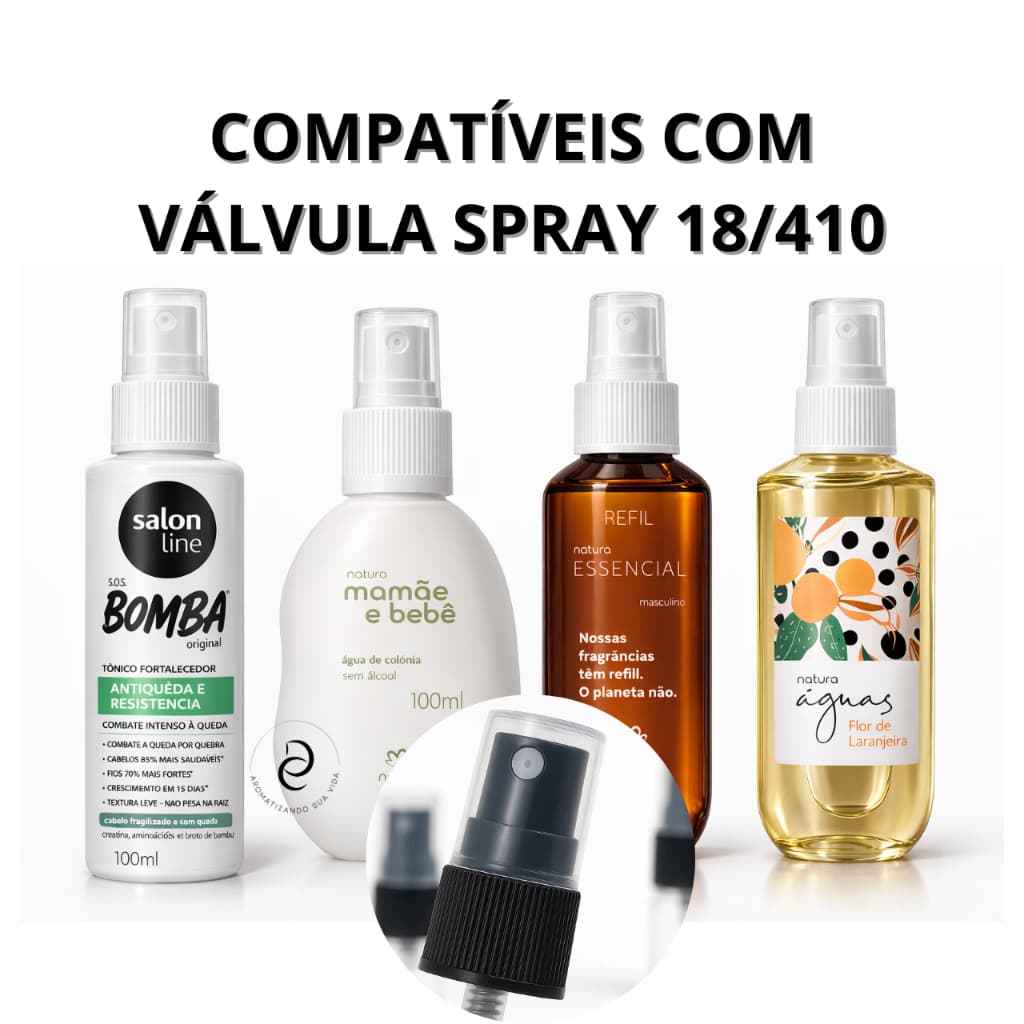 kit 2, 4 ou 10 Válvulas Spray de Plástico Rosca 18/410- Perfume e Aromatizante