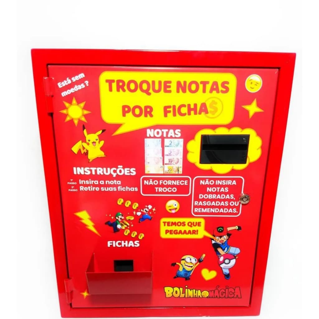 Máquina de Fichas Para Máquina De Bolinha Vending Machine Troca Fichas Aceita Cédula