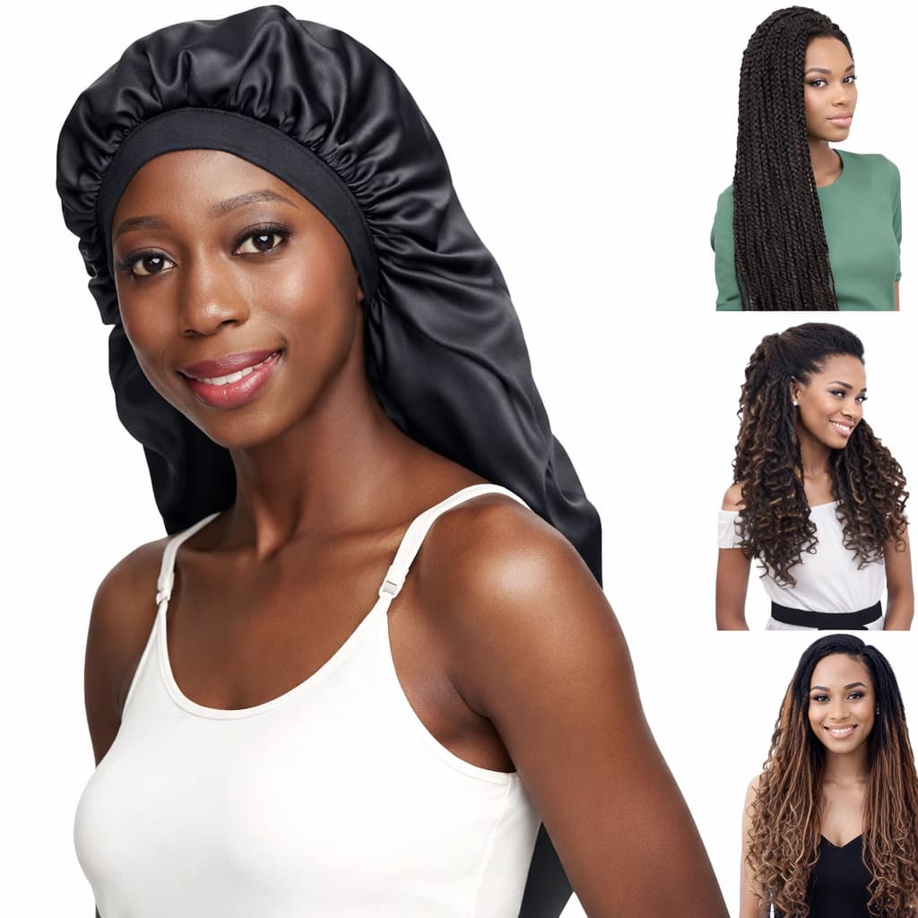 Touca de Cetim Antifrizz Longa Long Tranças Box Braids Lace Dreads Toca Gigante