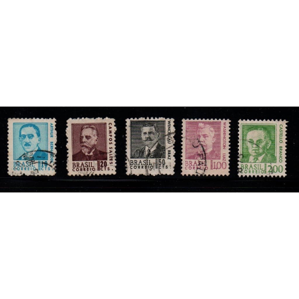 Série com 5 selos carimbados   ANTIGOS PRESIDENTES  - BRASIL - filatelia- cat.rhm  532 a 536   ref:S603