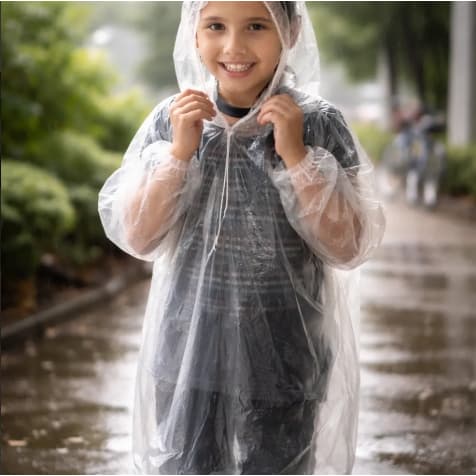 Capas de Chuva Infantil C/Cordinha Descartável Transparente