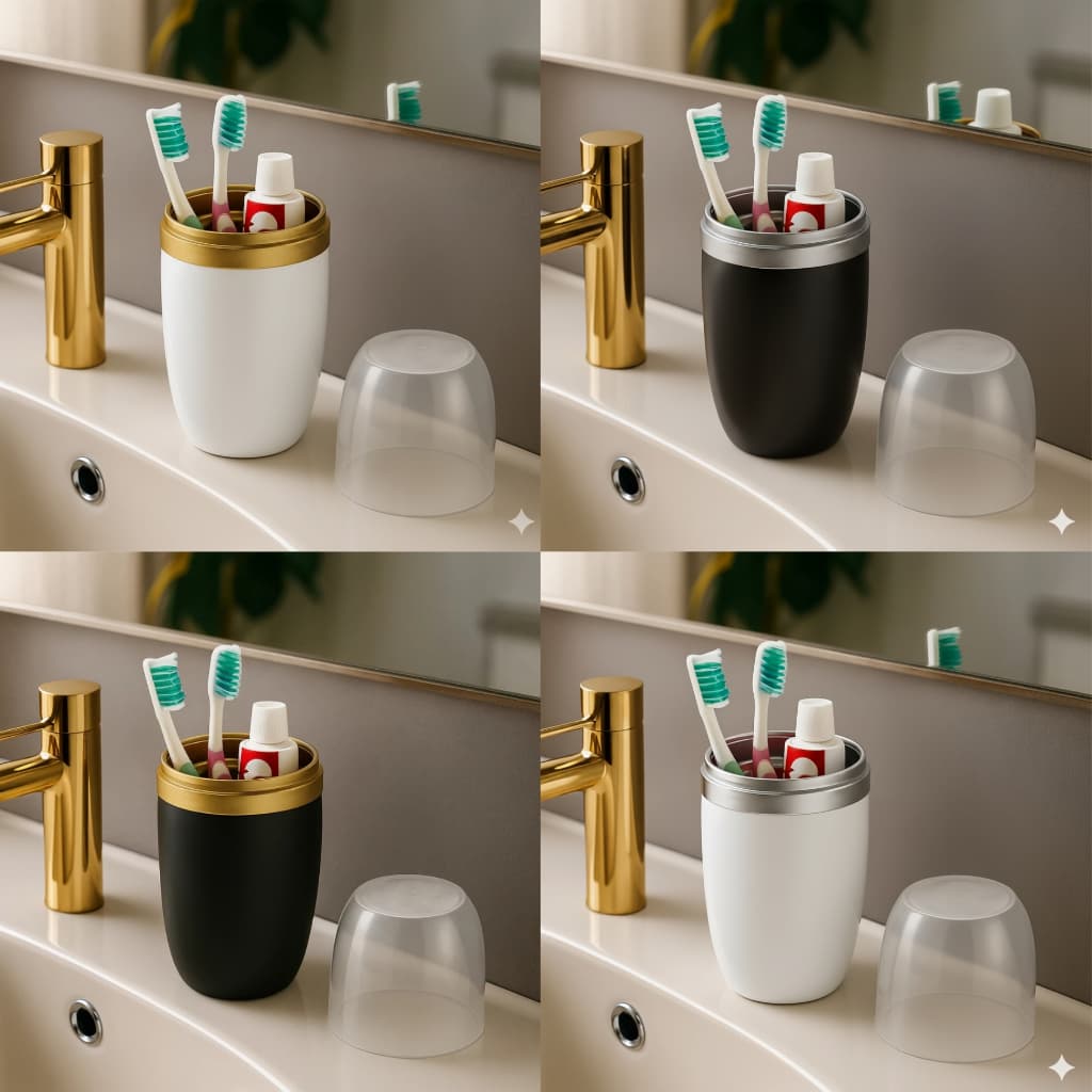 Porta Escova de dente e Pasta Original Com Tampa Transparente 500ml Arthi