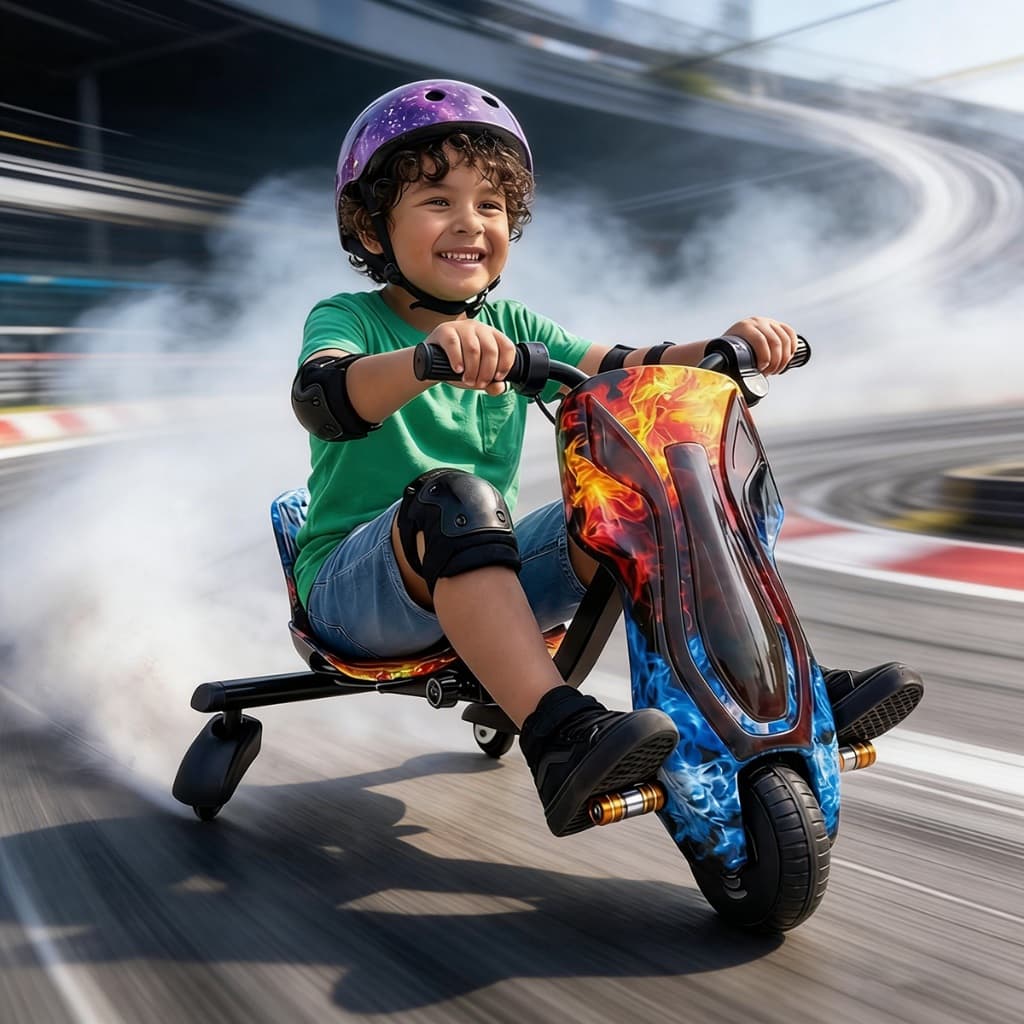 Triciclo Elétrico Drift Com Amortecedor Infantil 6.5' Ação 25Km/h Scooter Até 65Kg Bluetooth