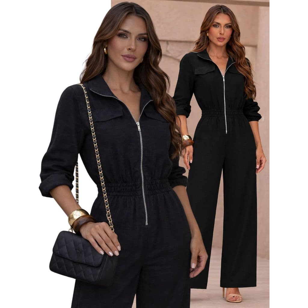 Macacão Alfaiataira Feminino Elegante Classigo Ziper Pantalona