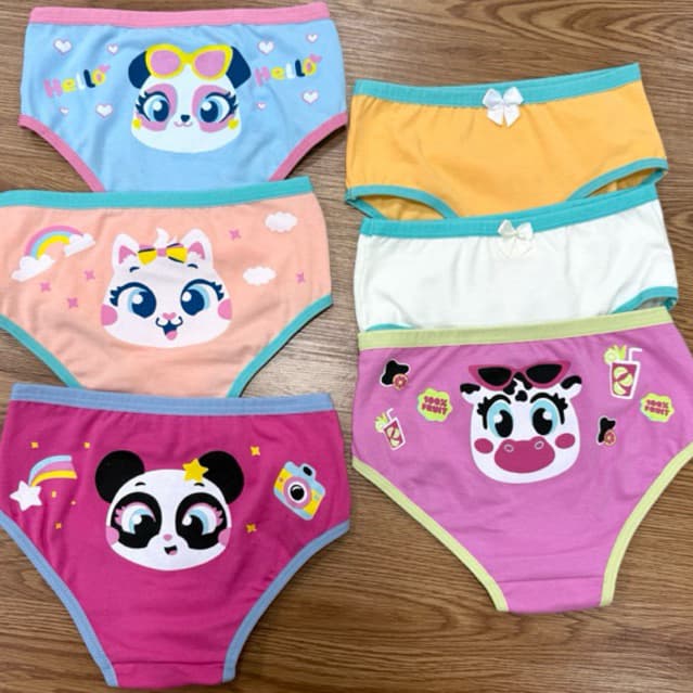 Calcinhas Infantil de Algodão Ultra Macio e Confortável Kit com 2, 3, 5 ou 10 Peças para Meninas 0 a 10 anos