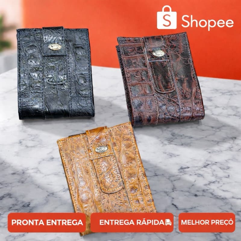 Carteira Masculina Couro Legítimo Slim Porta Moedas CNH Cartão Nity