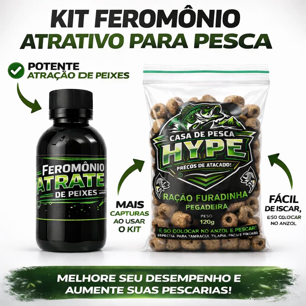 Feromônio Atrativo Para Peixes + Ração Furadinha |Atrai Peixes Rápido |Pesca Profissional e Amadora