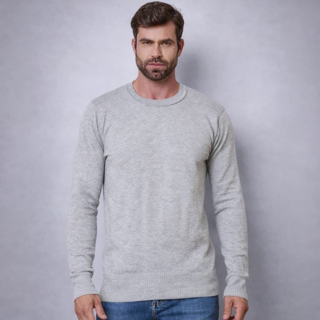 Blusa De Tricô Masculina Suéter Social Masculino Básico Casual Manga Longa Gola Redonda