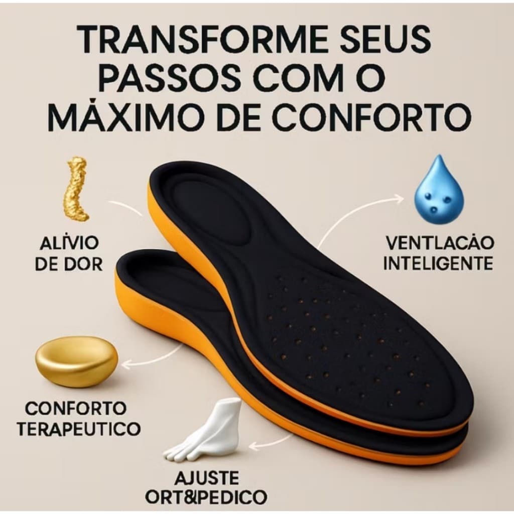 🦶 Palmilha em Gel Ortopédica Anatômica Anti-Impacto – Alívio para Esporão de Calcâneo | Conforto Premium para Seus Pés
