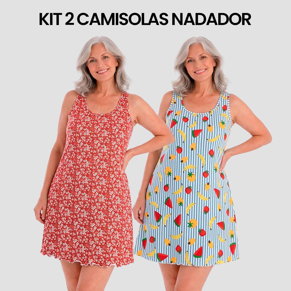 KIT 2 Camisola Feminina Nadador Malha Suede Estampada - Super confortável - P M G GG