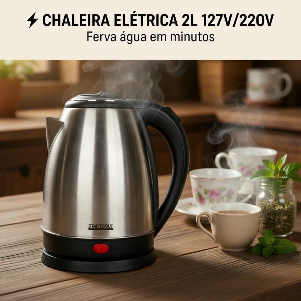 Chaleira Elétrica 2L Jarra Inox Água Chá Café Rápida 110v/220v Promoção ✨