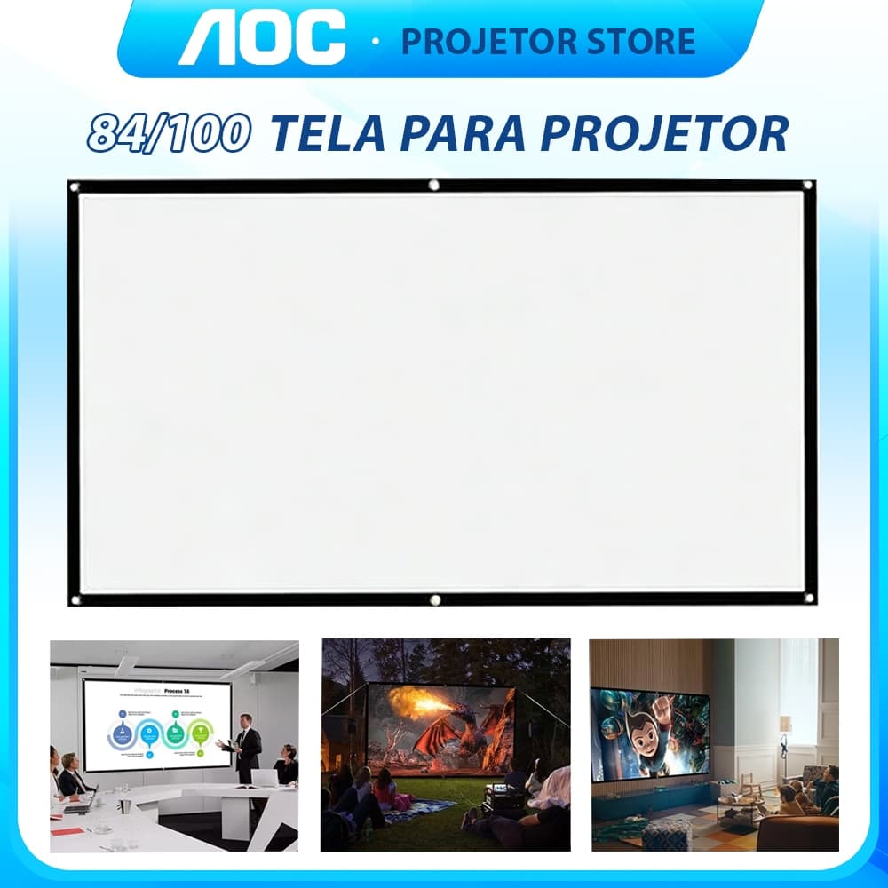 Tela Para Projetor 100 Polegadas 4k Hd Portátil 16:9 Portátil  Para Home Theater Interno