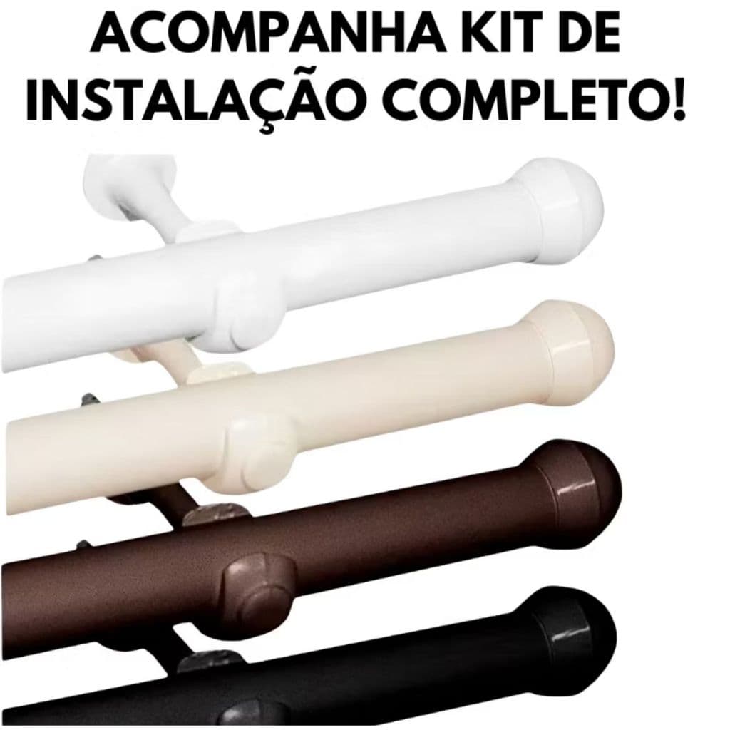 Kit Varão P/ Cortina Completo 2,00 Metros Madeira Resistente 19mm Várias Cores - Envio Imediato