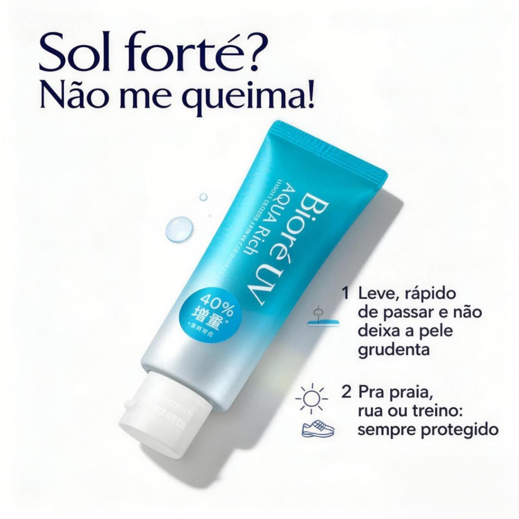 Bioré Protetor Solar FPS 70g – Não Queima, Leve e Fresco, Praia, Rua ou Treino Diário