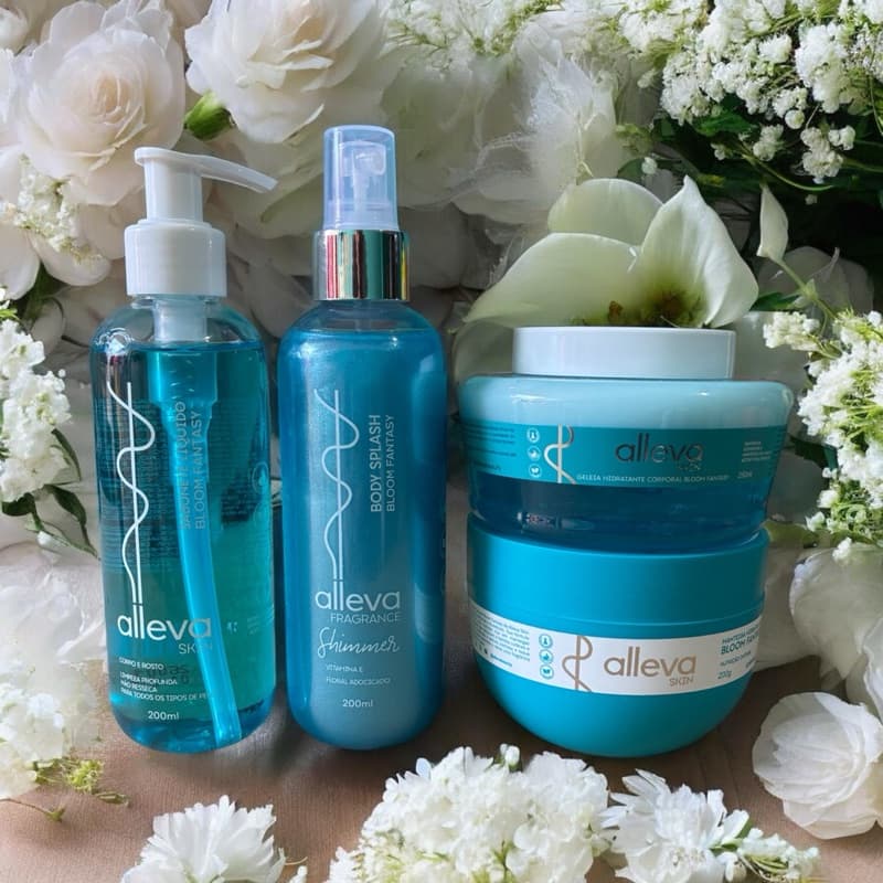 Kit Completo Alleva Skin – Esfoliante + Geleia + Manteiga Corporal + Body Splash