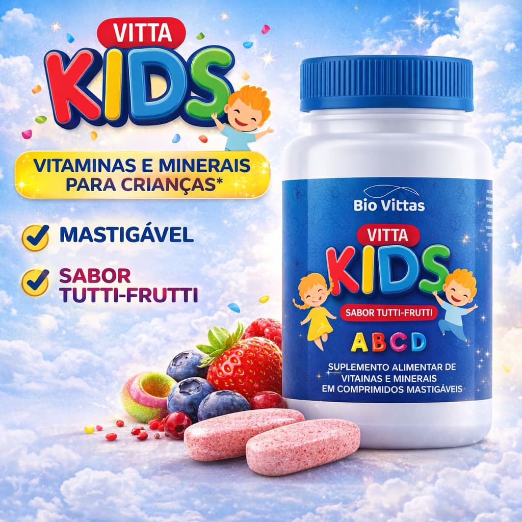 Multivitamínico Infantil Mastigável A-Z | Vitta  KDs- 60 - 120 Comps | Imunidade | - Bio Vittas 1