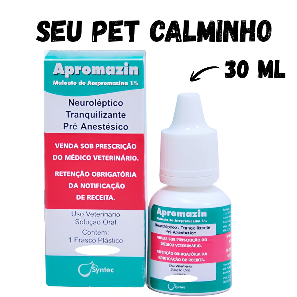 Calmante, Tranquilizante para Cães e Gatos Apromazin Gotas 10ml e 30 ml.