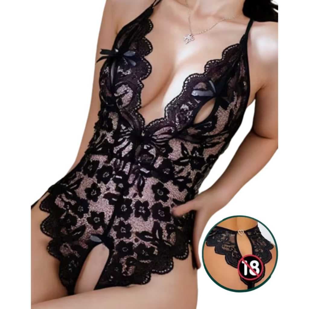 Body rendado feminino com detalhe coracao lingerie delicada confortavel moderna moda intima feminina plus size
