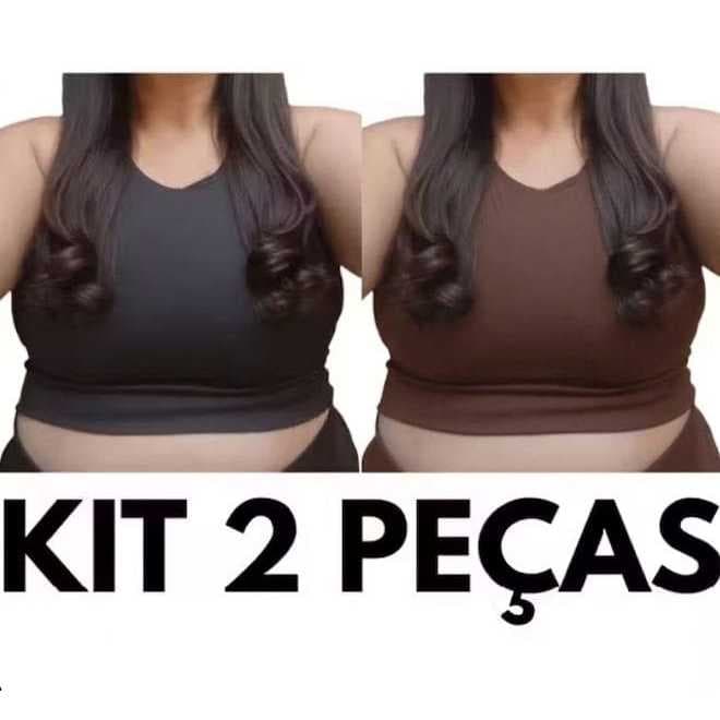 Kit 2 Top Cropped Nadador Curve Plus Size G1 G2 G3 G4 G5 G6 Grosso Fitness