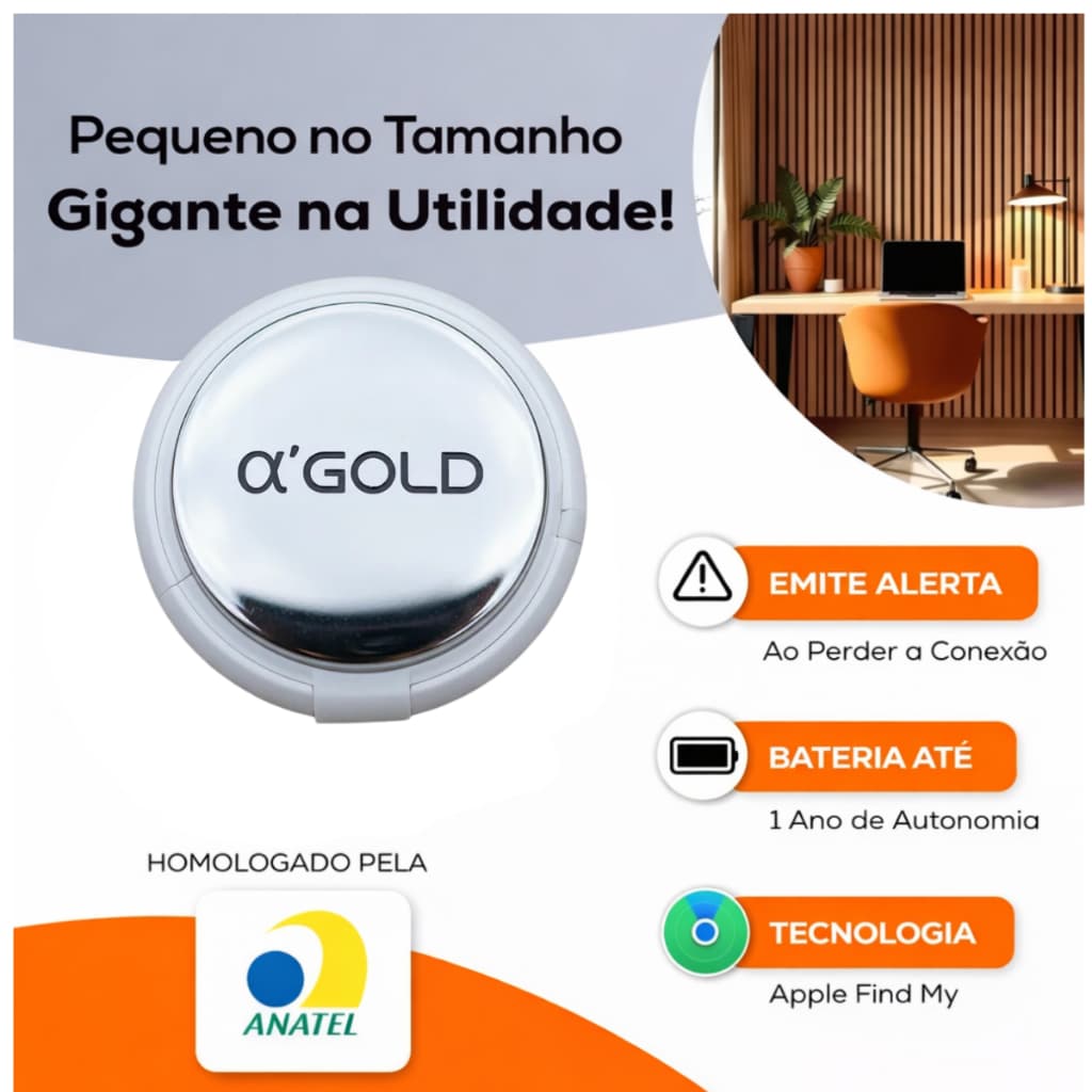 Mini Rastreador A'Gold Bluetooth Tag Para Pets Mochila Iphone Branc Branco Kit 3 unidades