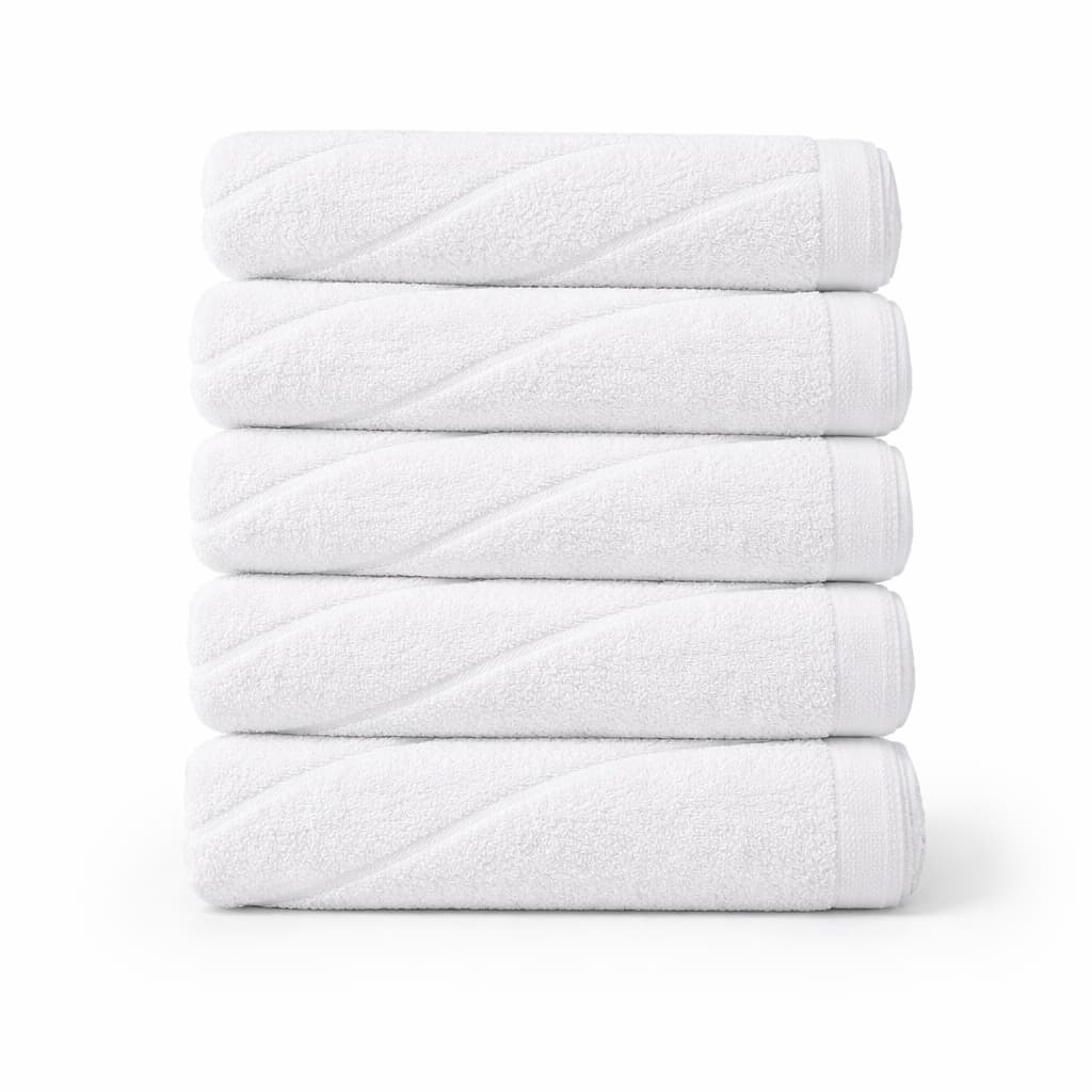 Kit 5 Toalhas de Piso Gaia Luxo Branco Hotel Pousada Spa Tapete Felpudo Gramatura Alta 680g Geométrico