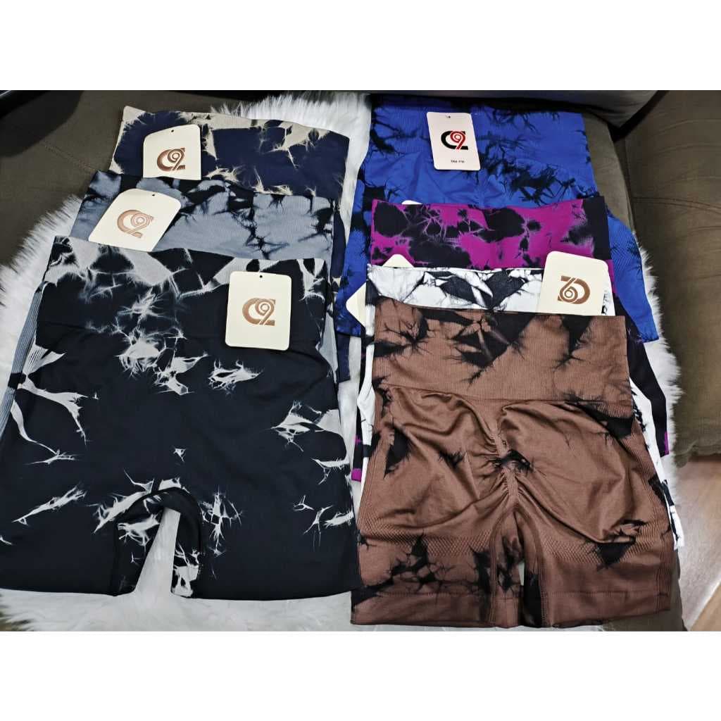 Short Marmorizado Rajada Fitness Academia Cintura Alta Levanta Bumbum -Cod:B19