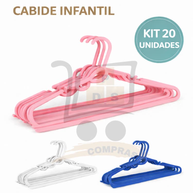 Kit 20 Cabide Infantil Bebe Plastico Reforçado