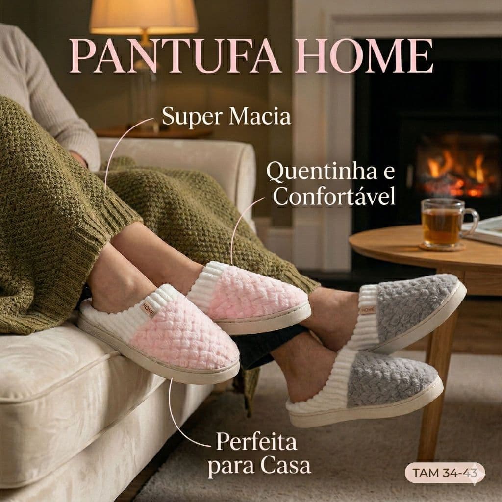 Pantufa Aberta Lã Super Macia Quentinha Antiderrapante Leve Unissex Conforto Inverno