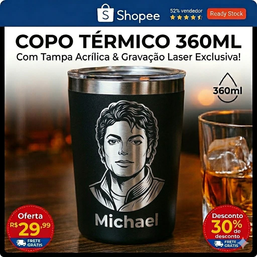 Copo Térmico 360ml Inox Personalizado a LASER | Cônico ou Cuia Casca de Ovo com Tampa e Abridor
