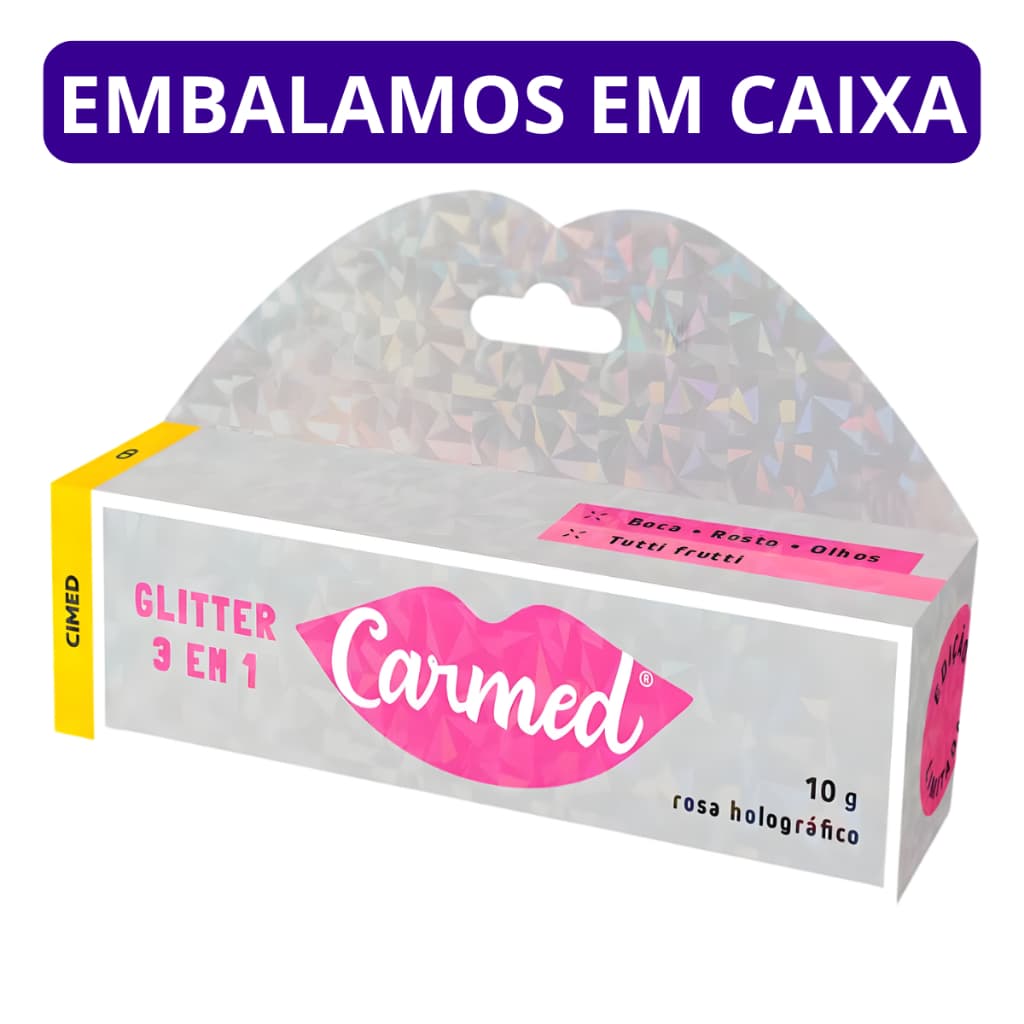 Hidratante Labial Carmed Glitter 3 em 1 (Gloss, Blush e Sombra) - Bisnaga 10g
