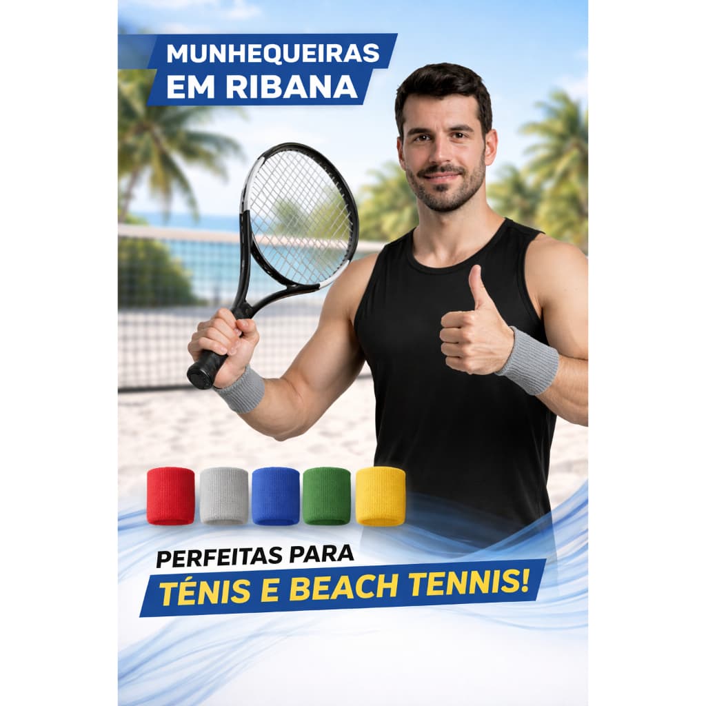 Munhequeira seca suor, par -  Handebol / beach tennis / Tênis / Crossfit / Beisebol