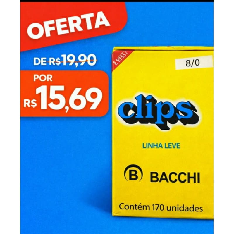 Clips Galvanizado Bacchi 8/0 Caixa C/170 unidades