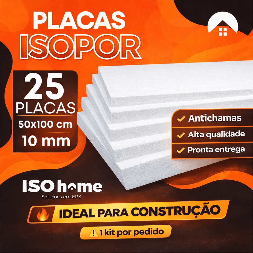 25 PLACAS DE ISOPOR ANTICHAMAS COM 10MM (1 CM) DE ESPESSURA - 100x50x1 CM - PARA FORRO