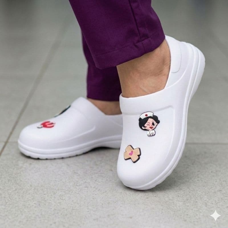 Sapato EVA Proteção EPI Antiderrapante NR-32 Profissional Impermeável Hospitalar Plantão Estágio Macio Leve (Sapato)