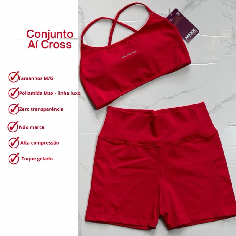 Roupa de academia conjunto fitness feminino  top e short alta compressão - zero transparência