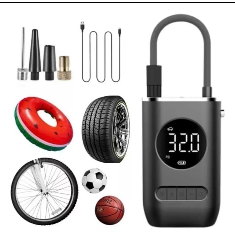 Mini Bomba Portátil - 150psi, 80w, Bateria 4000mAh/ 2 Baterias