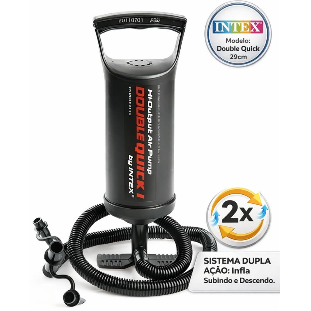 Bomba de Ar Manual Intex com 3 bicos | Ideal para Infláveis Colchões e Piscinas