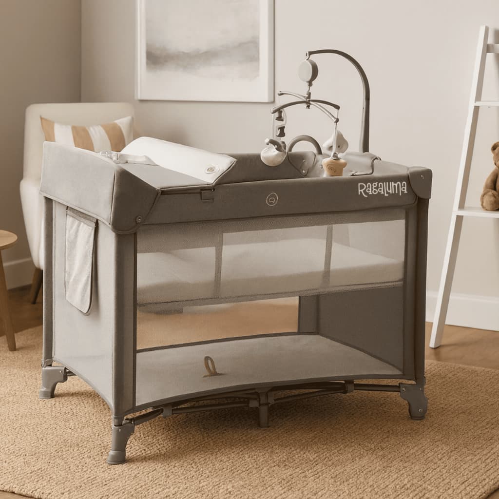 Berço Portatil C Moblie, Duas Alturas, Trocador, Mosquiteiro CINZA SLEEPGUARD RAGALUMA