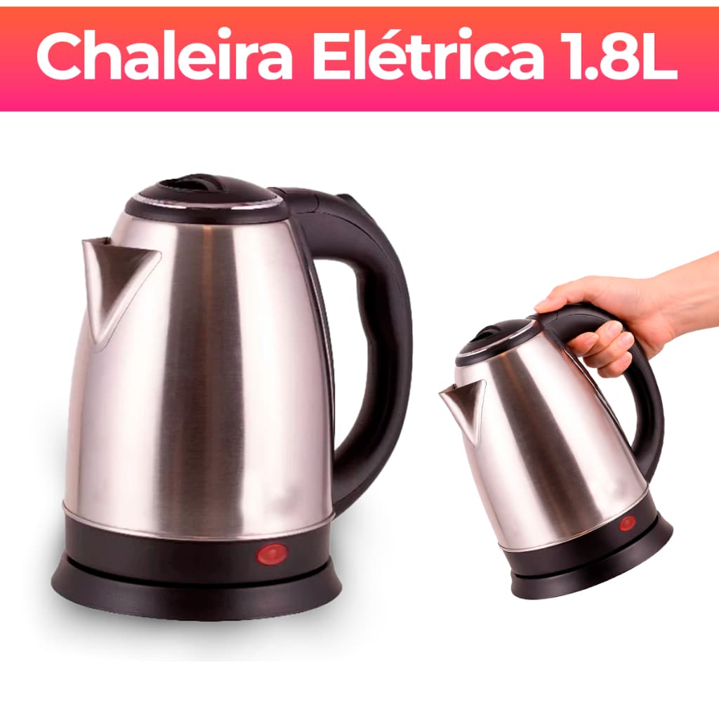 Chaleira Elétrica OliverHome 110/220v Inox 1,8L Térmica Ferve Água Rápido Desligamento Automático