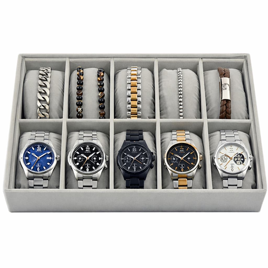 Bandeja Expositor Relógios Veludo Para 10 Unidades Com Almofadas