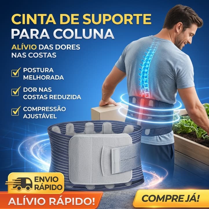Cinta Lombar Ortopédica Ajustável Suporte para Coluna Alívio de Dor nas Costas